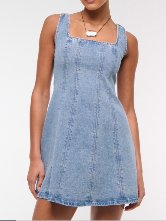 Abercrombie & Fitch Dresses & Skirts - Abercrombie & Fitch Mila Denim Square-Neck Mini Dress - Blue, M Tall